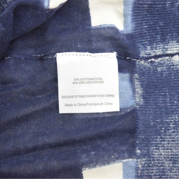 Tory Burch Cardigan Sweater Womens Small Navy Antibesa Cotton Geometric Pattern - Picture 7 of 11